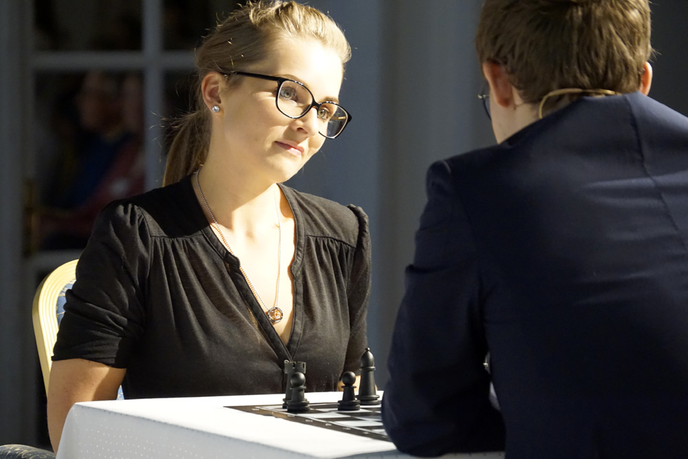 Annemarie Obernauer (Austria) had her first serious game (and did well!) earned from playing the "Play Magnus" | Photo: Nadja Wittmann