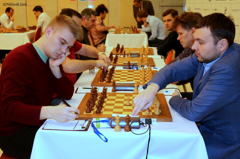 seventh round game between Vladislav Kovalev and Igor Lysyj at the Aeroflot Open 2018