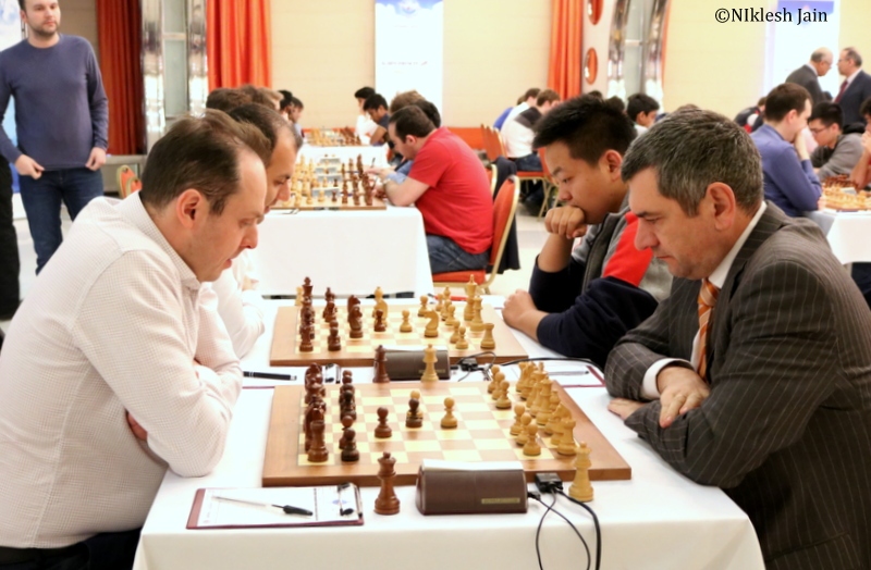 Game between Victor Bologan and Evgeny Najer from the eighth round of the Aeroflot Chess Open 2018