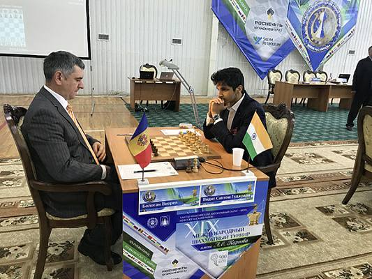 Vidit Gujrathi and Victor Bologan during their first round game at the Karpov Poikovsky Tournament