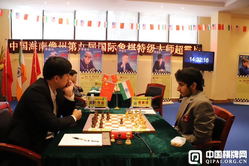 Vidit Gujrathi playing against Bu Xiangzhi in the fifth round of Hainan Danzhou Masters