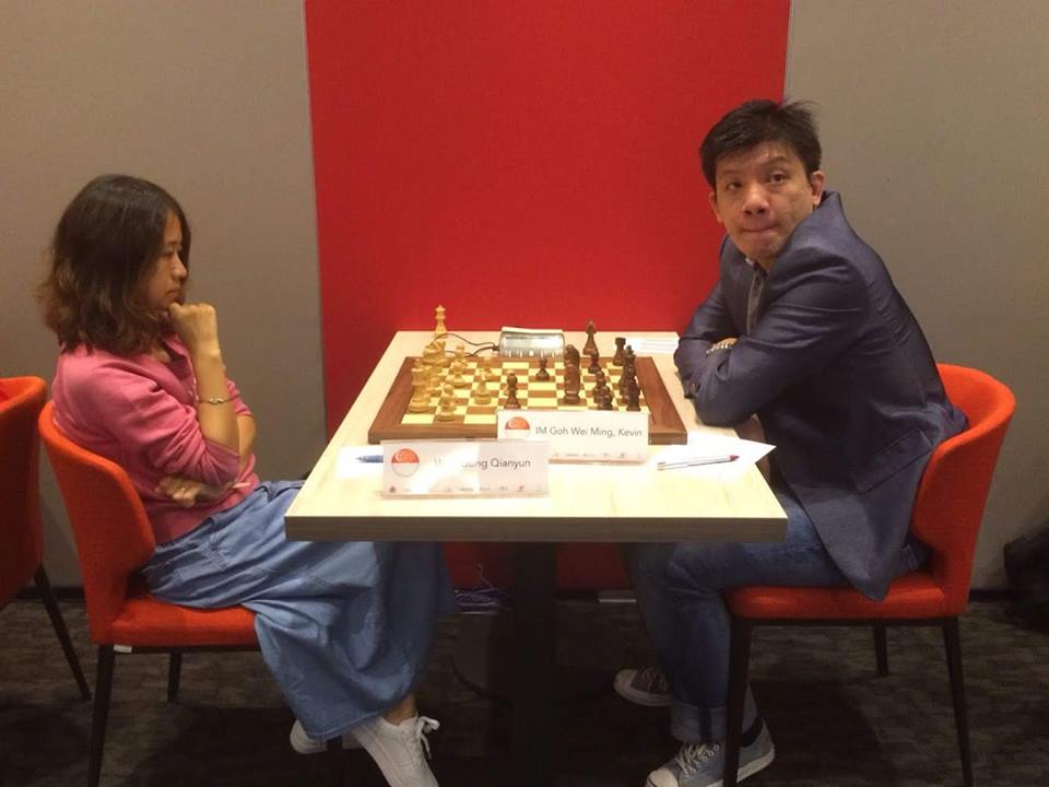 Gong Qianyun playing against Kevin Goh at the QCD-Prof Lim Kok Ann Grandmasters Invitational 2018 