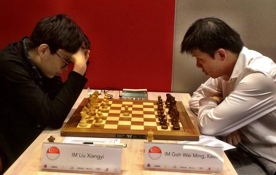 Liu Xiangyi playing against Kevin Goh in the final round of QCD-Prof Lim Kok Ann Grandmasters Invitational 2018 
