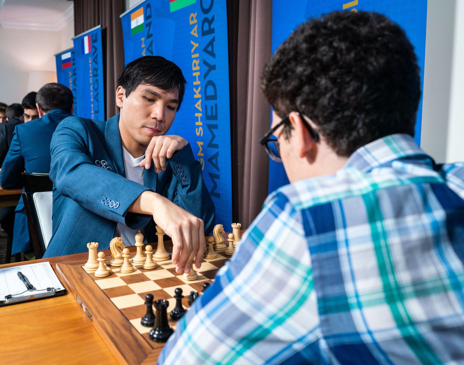 Wesley So beginning his final round game against Fabiano Caruana at the 2018 Sinquefield Cup