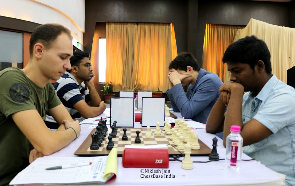 Vitaly Sivuk playing against Vignesh NR in round 9 of the Gujarat GM Open