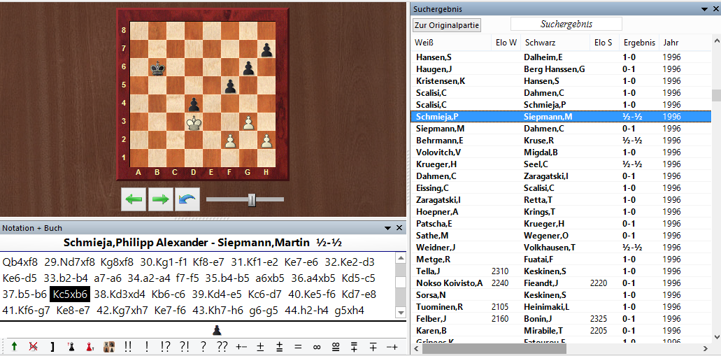 Searching in a database for specific chess positions (ChessBase