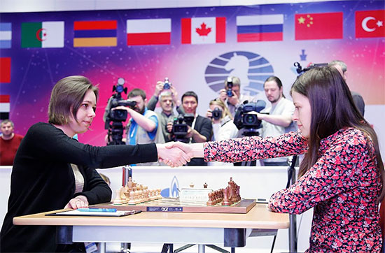 The final game of the final match between Muzychuk and Pogonina. Photos by Eteri Kublashvili, Anastasia Karlovich, and Vladimir Barsky