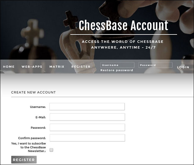 ChessBase Account: test and register