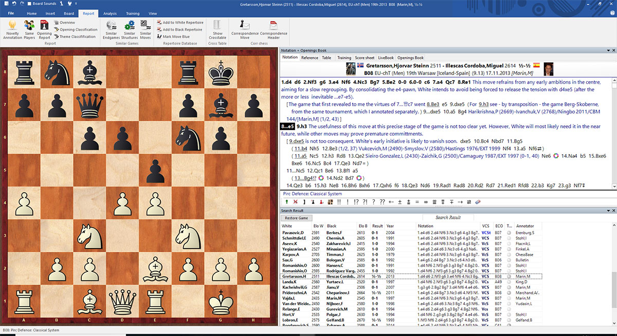 ChessBase 14 annotated game results