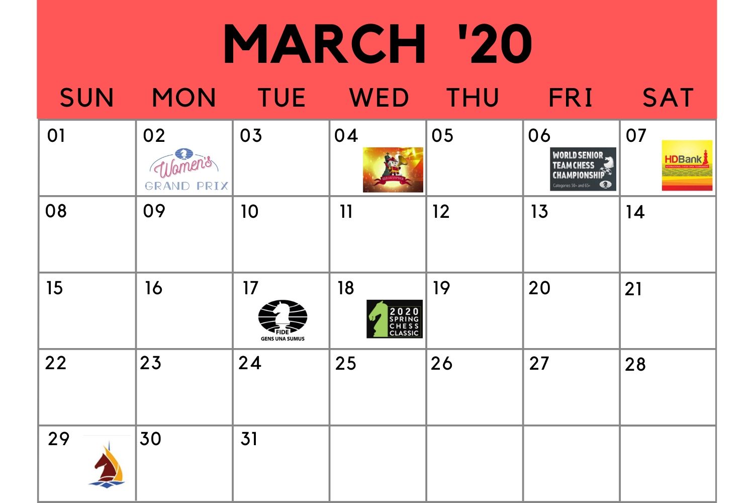 Chess calendar: March 2020 | ChessBase