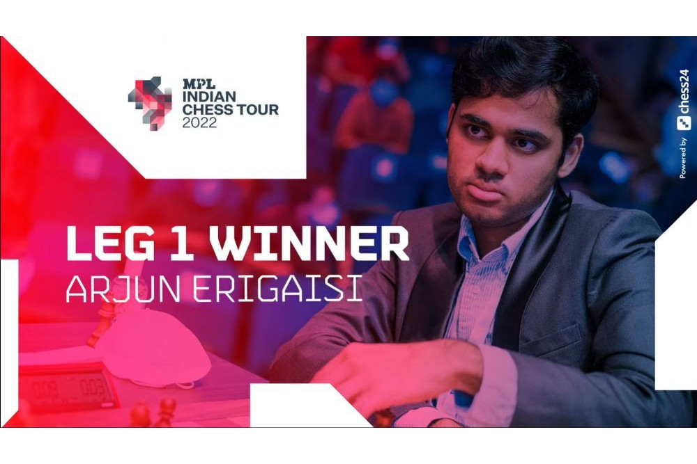 Arjun Erigaisi wins 1st leg of MPL Indian Chess Tour