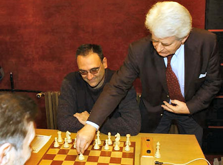 Boris Spassky, left and Bobby Fischer analyze their match in Sveti