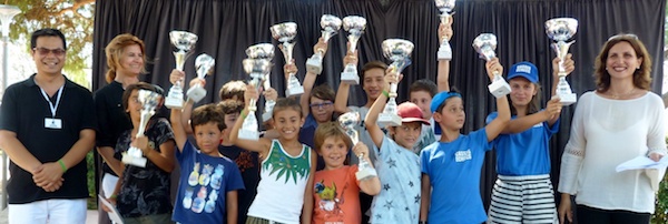 There were plenty of prizes to encourage the best players of the children’ tournament (photo: Ligue Corse d’echecs)