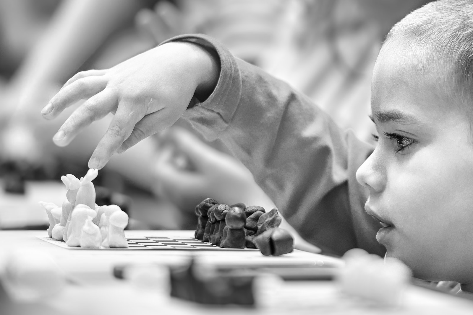 Marzipan chess pieces with boy