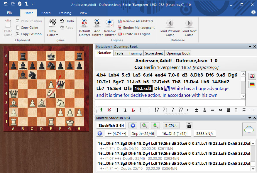 Example window of ChessBase reader
