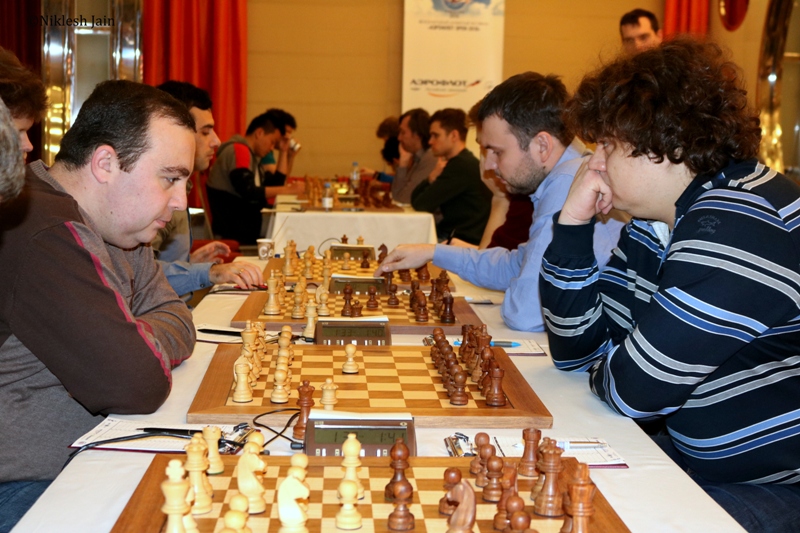 Anton Korobov and Tigran Petrosian L during their final round game at the Aeroflot Open 2018