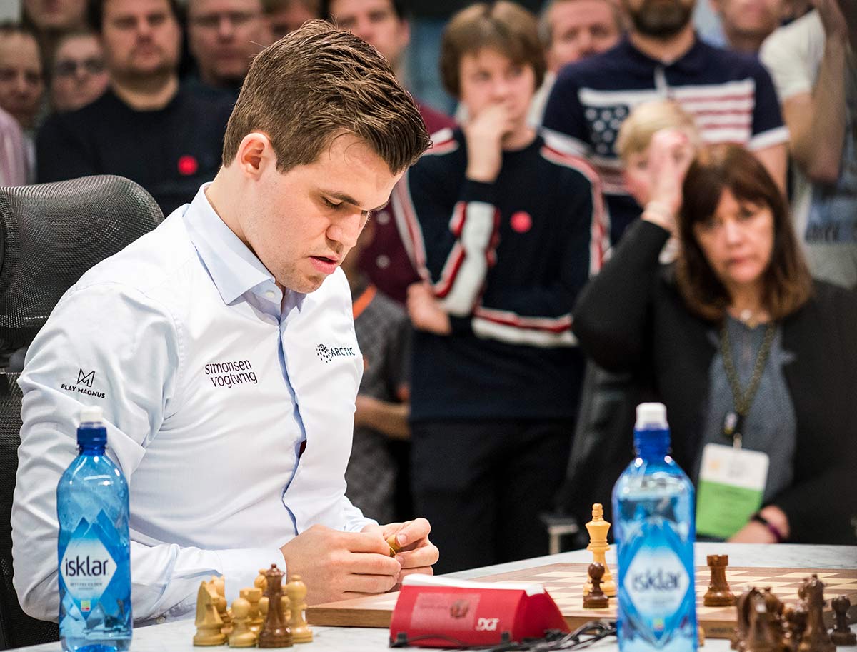 Carlsen during the tense game 11