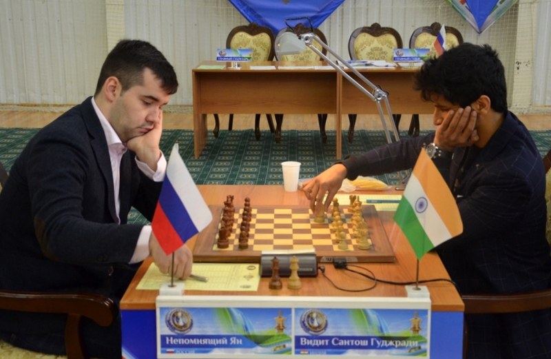 Ian Nepomniachtchi during his game against Vidit Gujrathi at the Karpov Poikovsky International