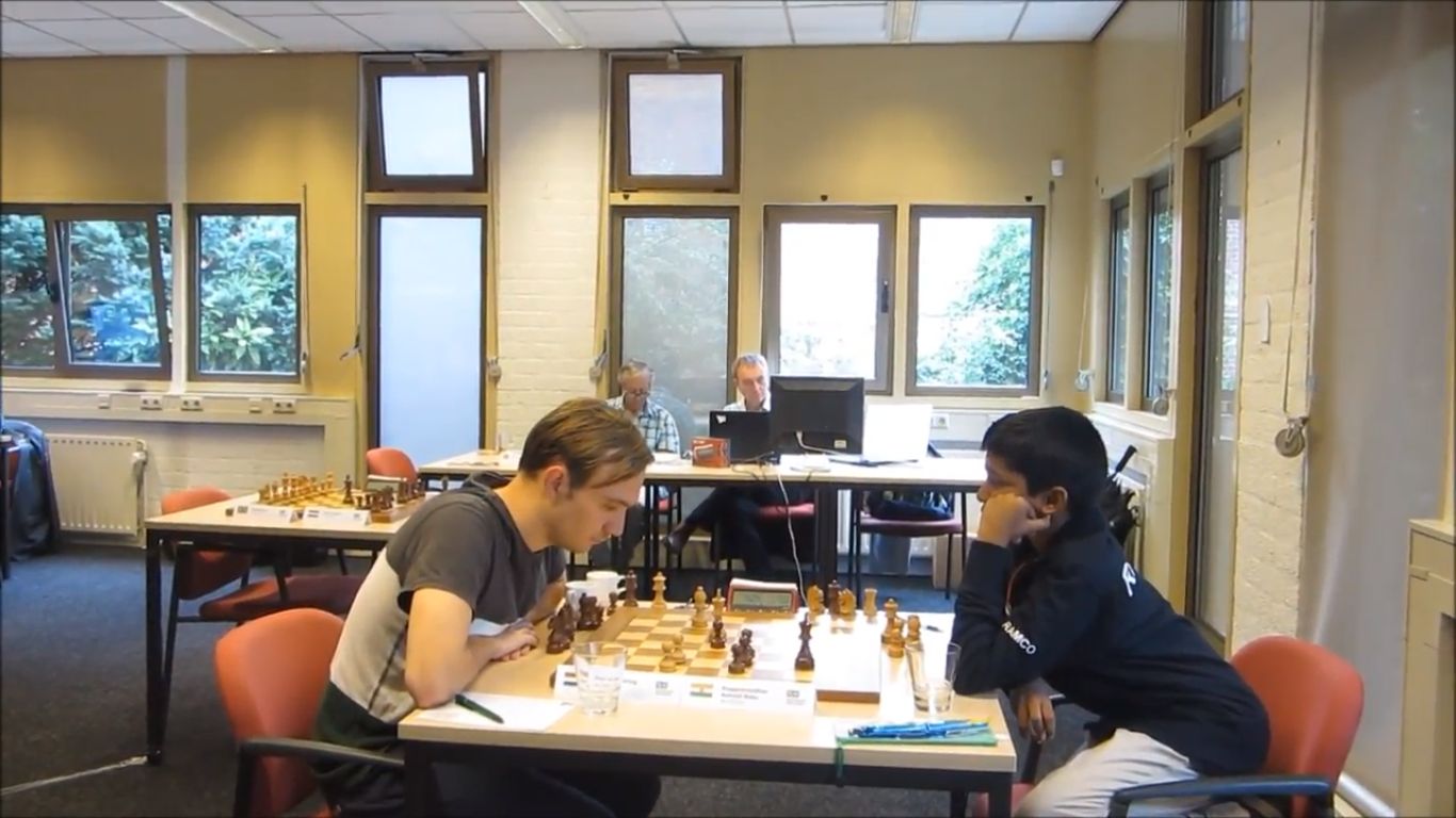 Praggnanandhaa playing against IM Hugo Ten Hertog at Schaakweek Apeldoorn