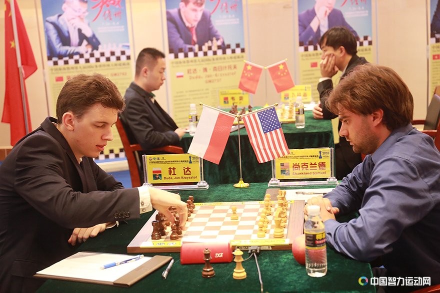 Jan-Krzysztof Duda during his game against Sam Shankland at the Danzhou Masters