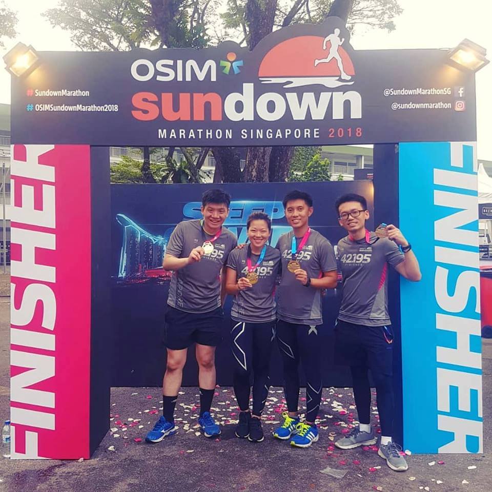 Kevin Goh after completing the Osim Sundown Marathon 2018