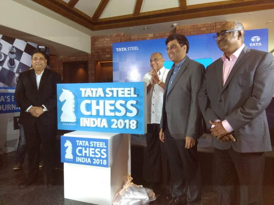 Viswanathan Anand during the press conference of Tata Steel Chess India 2018