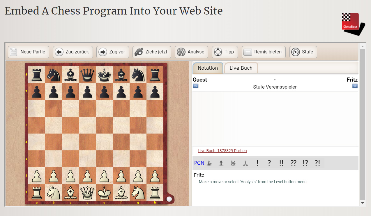 what is chessbase reader publish to web