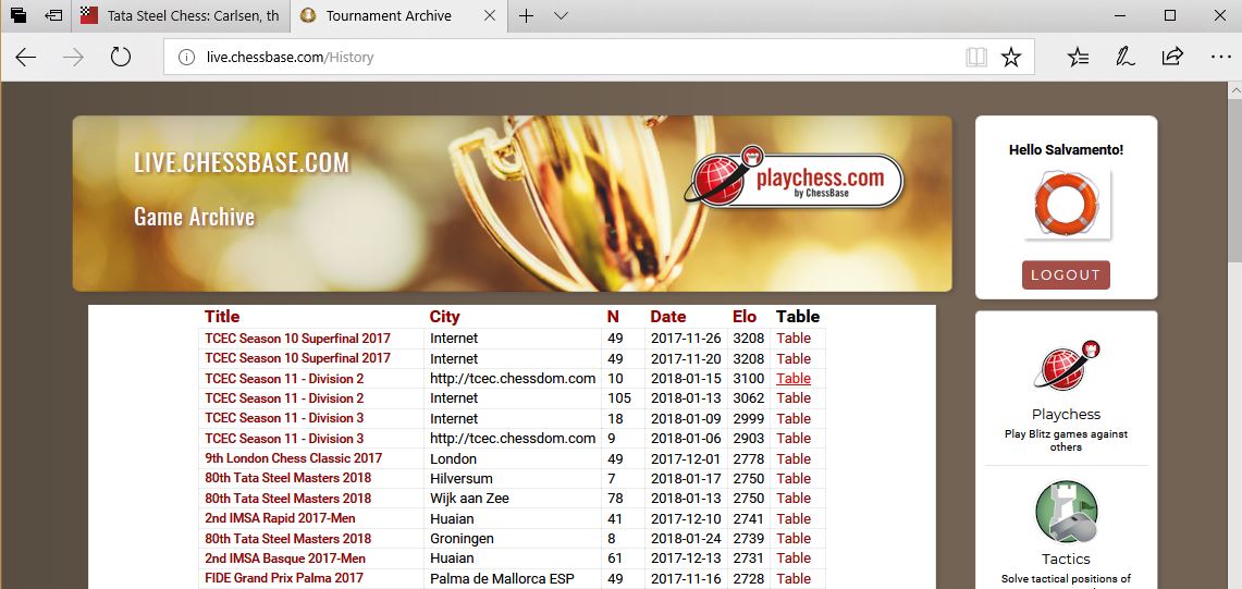 The archive at live.chessbase.com