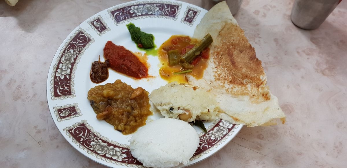 A complete south Indian meal cooked by Adhiban's mother