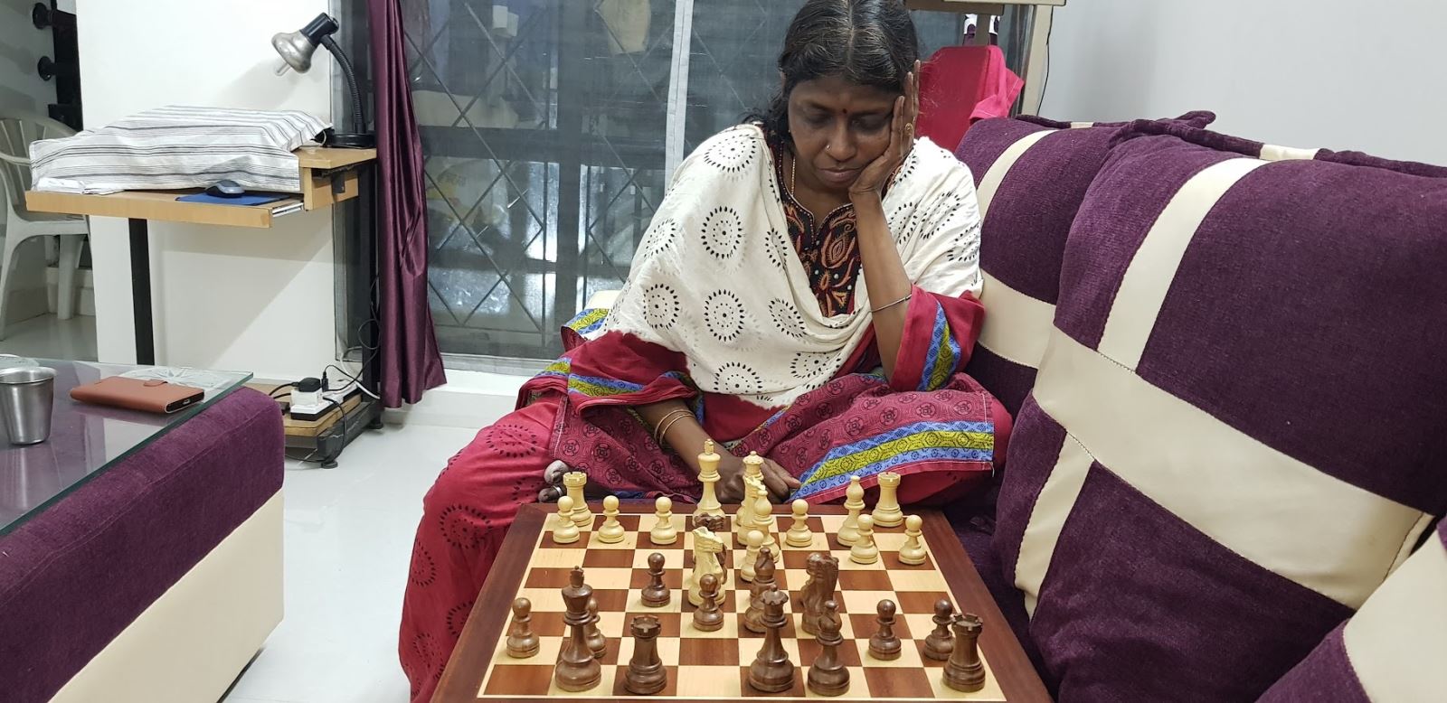 Leela playing chess with Amruta Mokal
