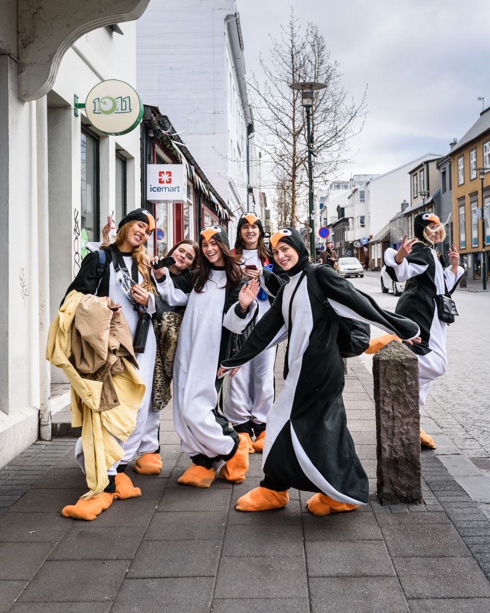 People in puffin costumes