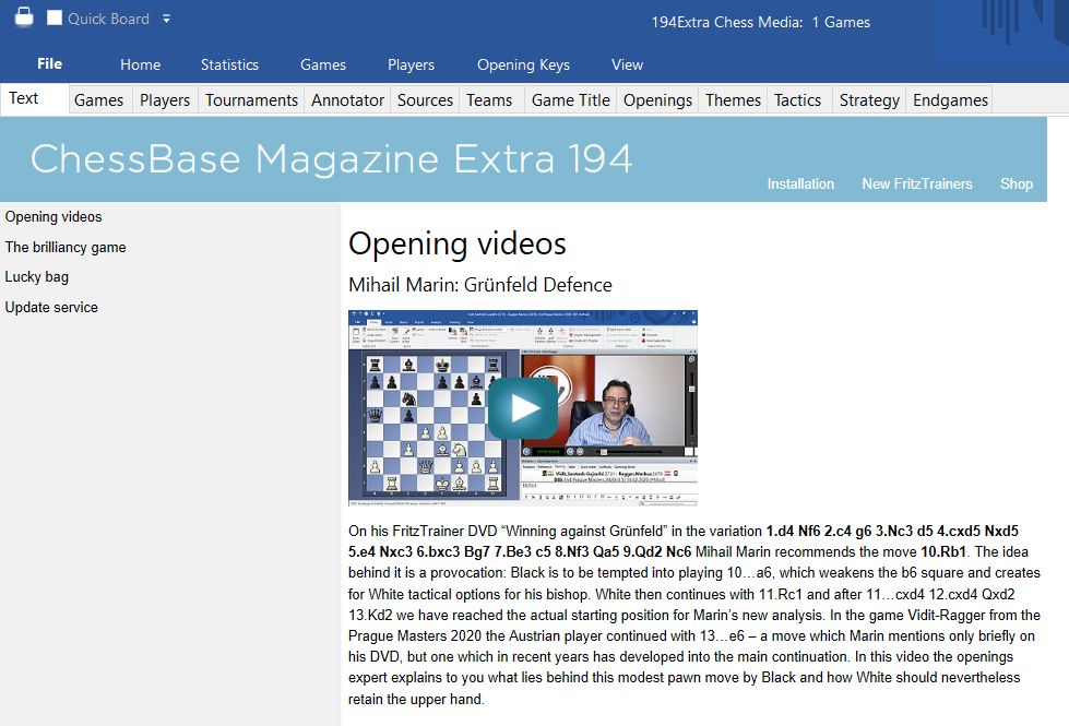 New Chessbase Magazine Extra 194 Chessbase