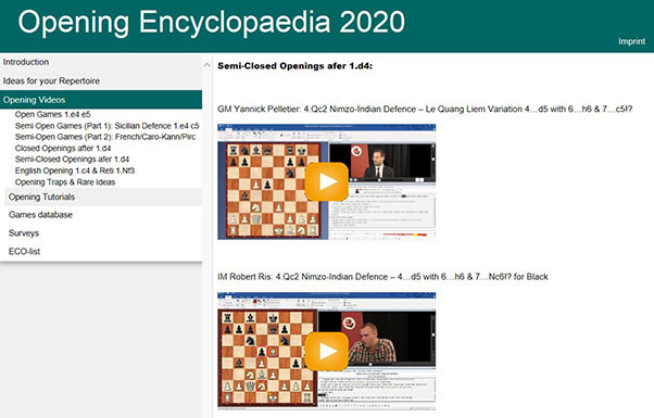 The ChessBase Opening Encyclopedia: vídeos sobre temas de aperturas