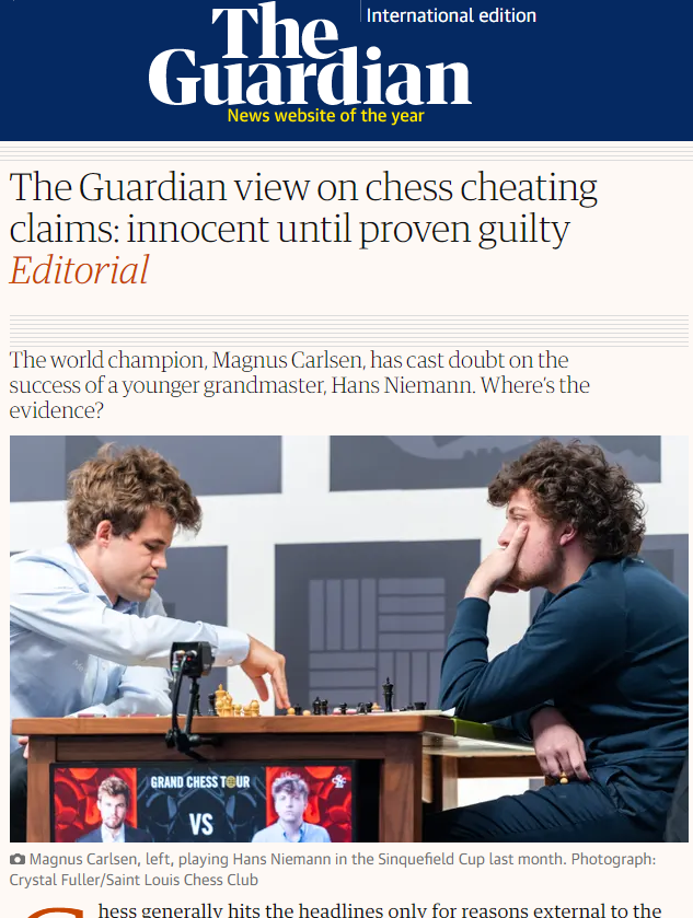 Chess: Hans Niemann hits back over 'cheating' controversy in St Louis, Magnus Carlsen