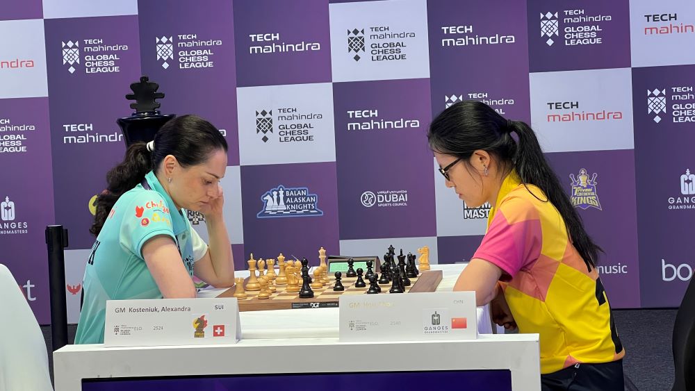 ChessBase India on X: Alexandra Kosteniuk secures the match for Chingari  Gulf Titans! She holds a tough position against Hou Yifan to a draw, and  her team has won 9-7 against the