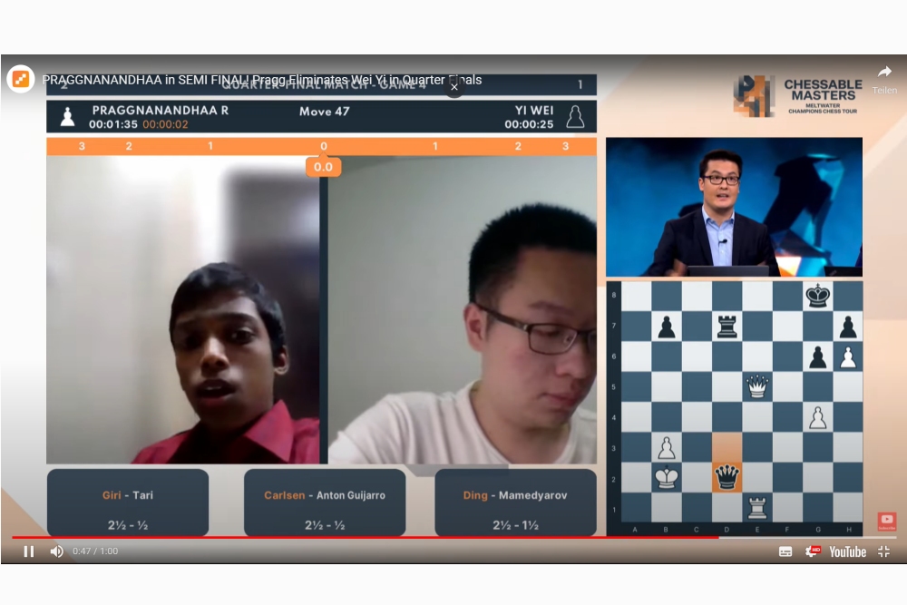 Chessable Masters: Carlsen, Ding, Praggnanandhaa and Giri qualify for the  semifinals | ChessBase