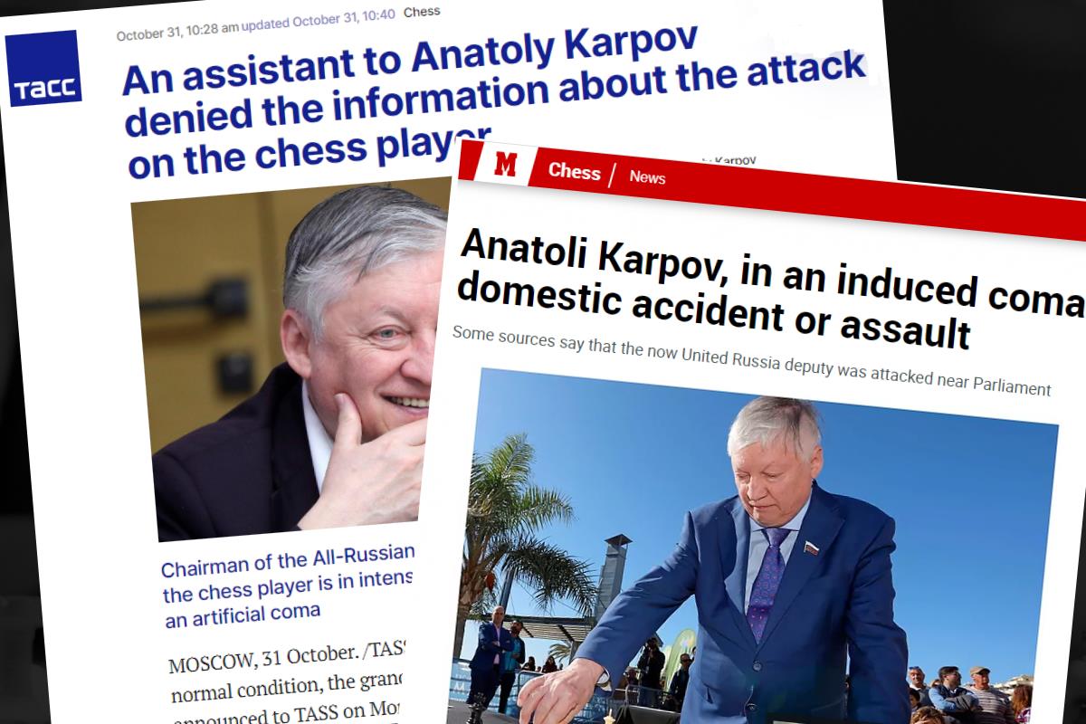 Conflicting claims as Anatoly Karpov enters induced coma: Assault