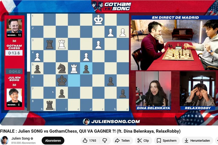 Rozman e Song em duelo de xadrez em Madri