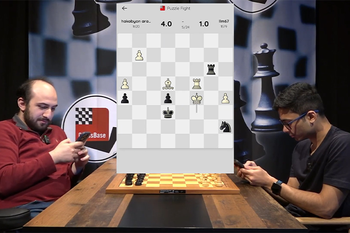 Chess news — Puzzle Fight: Leon Mendonca and Aram Hakobyan try out the new ChessBase app