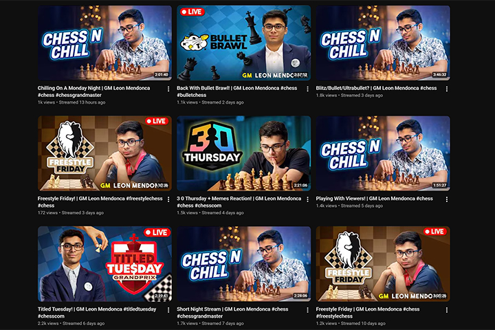 Chess news — Leon Mendonca on YouTube