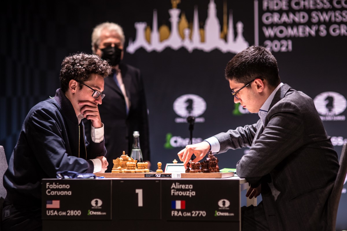 Fabiano Caruana vs Wesley So. 2021 US Chess Championship Round 12 Playoff.  Time Trouble! 